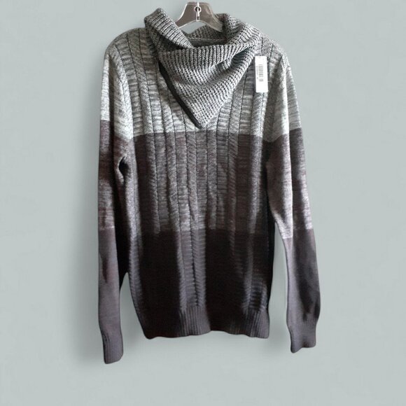 Mens Trash Nouveau Gray Burgundy Knit Metal Zip Turtle Neck Neck M Gift Idea - Picture 1 of 14